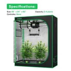 Standard Grow Tent Kit GIY-42 4x2, 2-Plant Complete System, With 100W VS1000 LED Grow Light, And 4-inch Ventilation Combo -Grow Tech Shop 0bdd9ef2959b031826643f669887d530