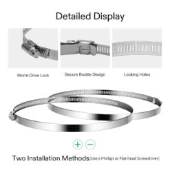 Stainless Steel Air Ducting Clamps, 4/6/8/12 Inch Adjustable Hose Clamps With Worm Drive For Ducting, Heating, Cooling, Exhaust, And Ventilation (Pack Of 2) -Grow Tech Shop 0c8f9aeca6828cfe4d34168627c92d14
