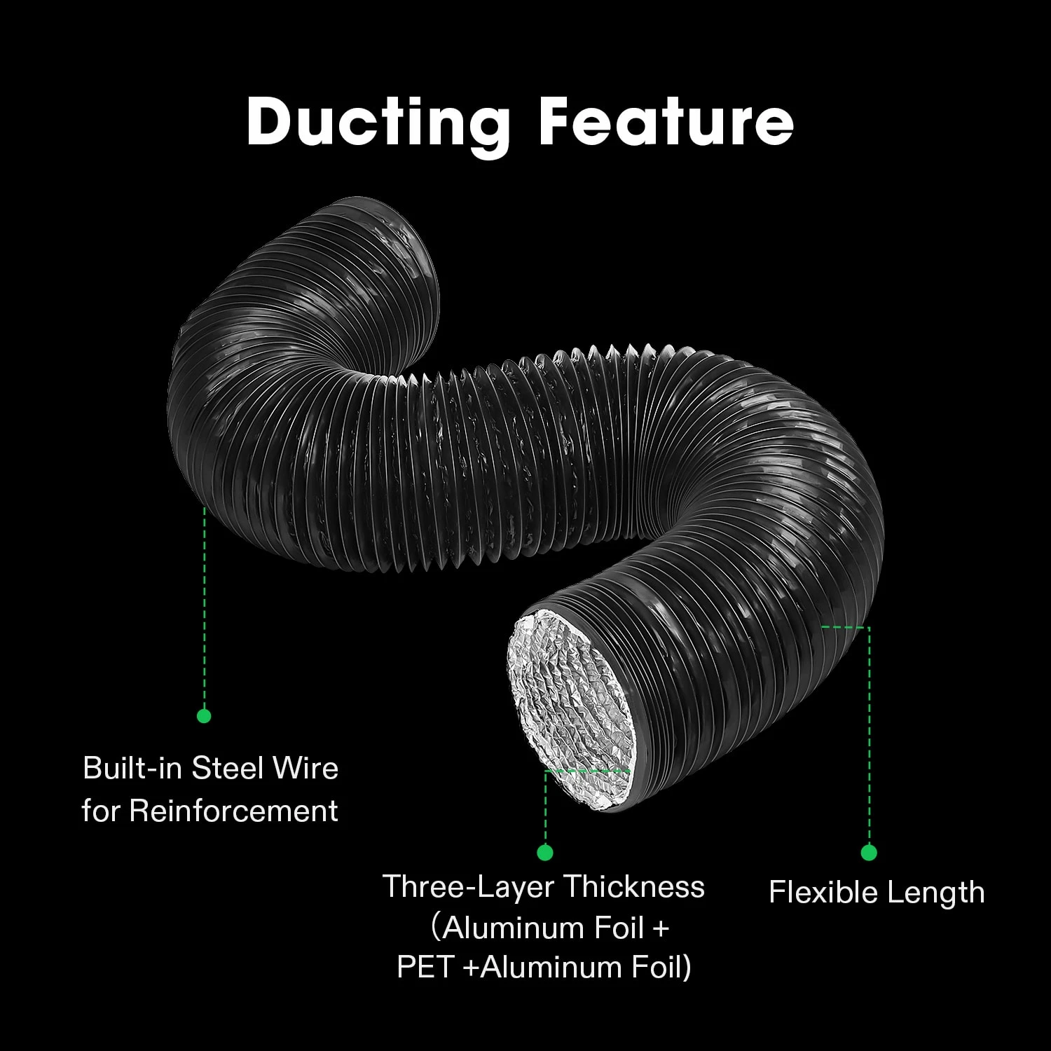 Black Non-Insulated Flex Air Aluminum Ducting 5 Black Non-Insulated Flex Air Aluminum Ducting - Image 3