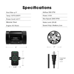 Inline Booster Duct Fan 8” 430 CFM With Speed Controller -Grow Tech Shop 11ddc98d2381ae488da89b5f5d4764ec