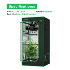 Smart Grow Tent Kit GIY-SGS-44 Lite 4x4, 4-Plant Complete System, With WiFi E42A Controller, 400W VS4000 LED Grow Light, 6-inch AeroZesh G6 Ventilation Combo, And AeroWave E6 Clip-on Fan -Grow Tech Shop 2615d1129e69e1a781e45841b3128ce2 8