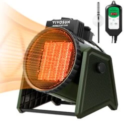 Portable Greenhouse Heater, 1500W/750W Electric Heater With 3 Modes For Fast Heating