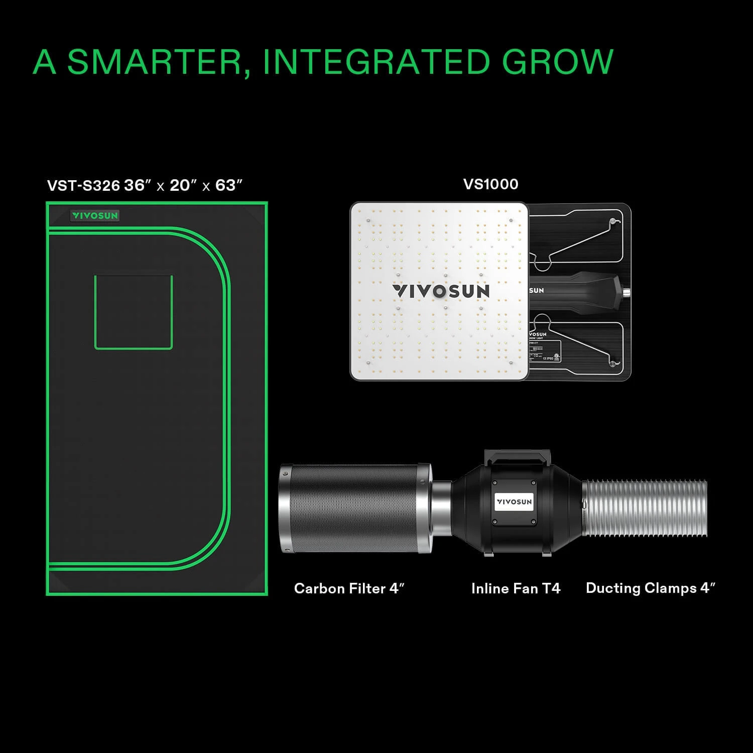 Standard Grow Tent Kit GIY-32 3x2, 2-Plant Complete System, With 100W VS1000 LED Grow Light, And 4-inch Ventilation Combo 4 Standard Grow Tent Kit GIY-32 3x2, 2-Plant Complete System, With 100W VS1000 LED Grow Light, And 4-inch Ventilation Combo - Image 2