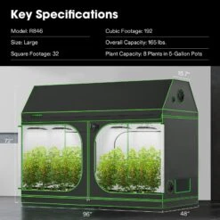 R846 Roof 8x4 Mylar Grow Tent, 96″ X 48″ X 72″ -Grow Tech Shop 42e5fec94a111b209f9825dc23619ec9