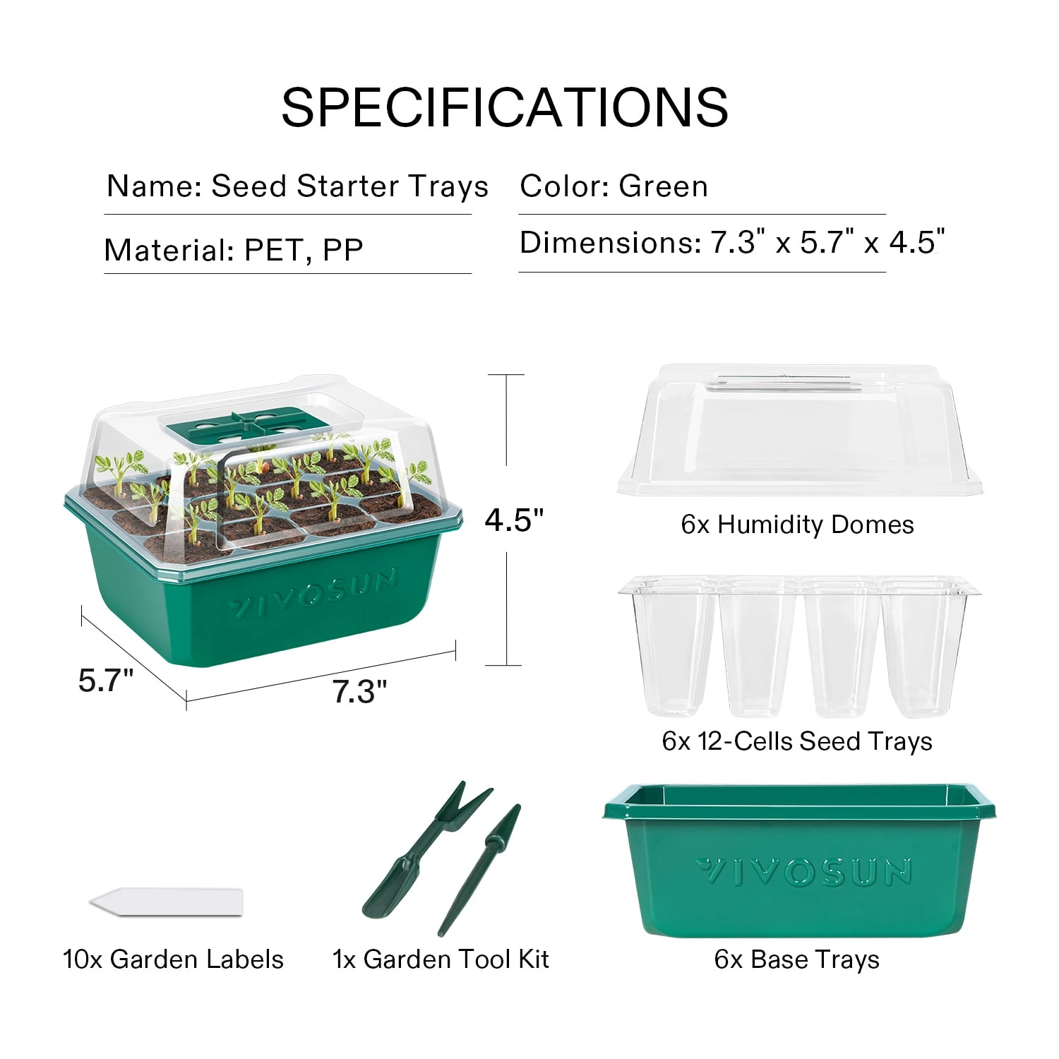 6-Pack Seed Starter Trays, 240-Cell Seed Starter Kit With Humidity Dome 8 6-Pack Seed Starter Trays, 240-Cell Seed Starter Kit With Humidity Dome - Image 6