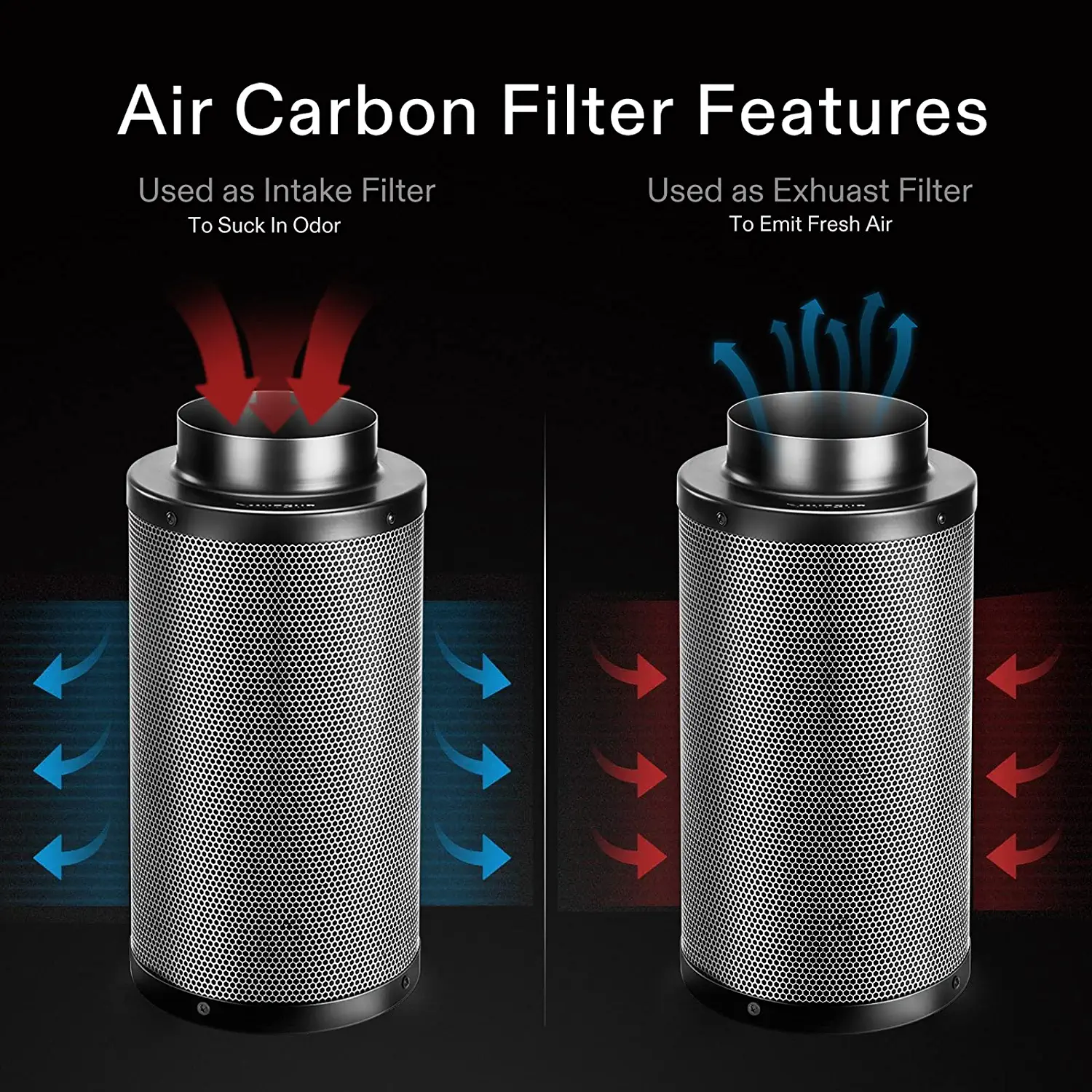 8-Inch 720 CFM Inline Duct Fan Kit With Black Carbon Filter And Ducting 7 8-Inch 720 CFM Inline Duct Fan Kit With Black Carbon Filter And Ducting - Image 5