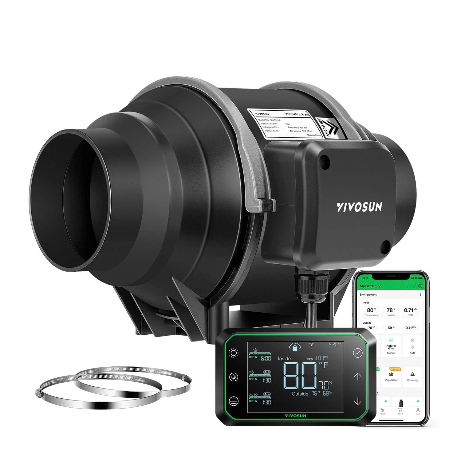 6 Inch Inline Duct Fan And GrowHub E42A, W/EC Motor, Quiet Ventilation Exhaust Fan 3 6 Inch Inline Duct Fan And GrowHub E42A, W/EC Motor, Quiet Ventilation Exhaust Fan