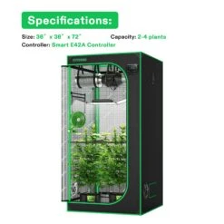 Smart Grow Tent Kit GIY-SGS-44 4x4, 4-Plant Complete System, With WiFi E42A Controller, 2x 200W AeroLight Wing LED Grow Light, 6-inch AeroZesh S6 Ventilation Combo, And AeroWave E6 Clip-on Fan -Grow Tech Shop 5892ebf65948cbf386885f029e4caed3 5