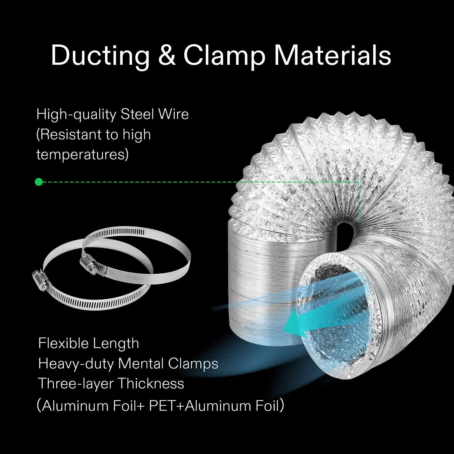 8-Inch 720 CFM Inline Duct Fan Kit With Black Carbon Filter And Ducting 8 8-Inch 720 CFM Inline Duct Fan Kit With Black Carbon Filter And Ducting - Image 6