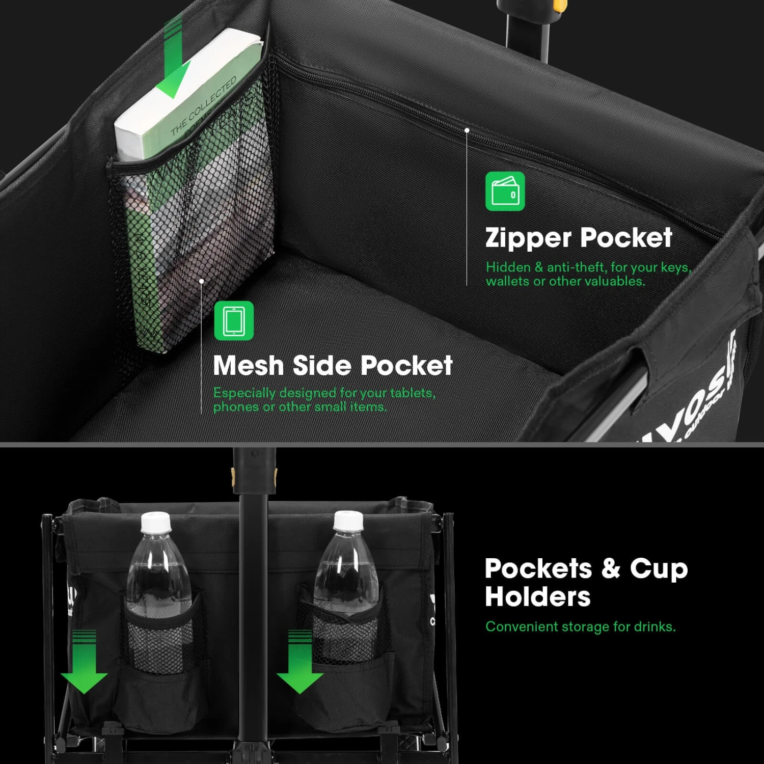 Collapsible Folding Wagon, 70L, Black 8 Collapsible Folding Wagon, 70L, Black - Image 6