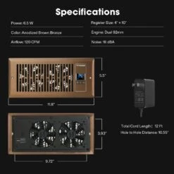 Quiet Register Booster Fan 4”×10”, Cooling Heating AC Vent Booster Fan, White -Grow Tech Shop 70ad2dfb57ee2974f82c52f6df81e15c