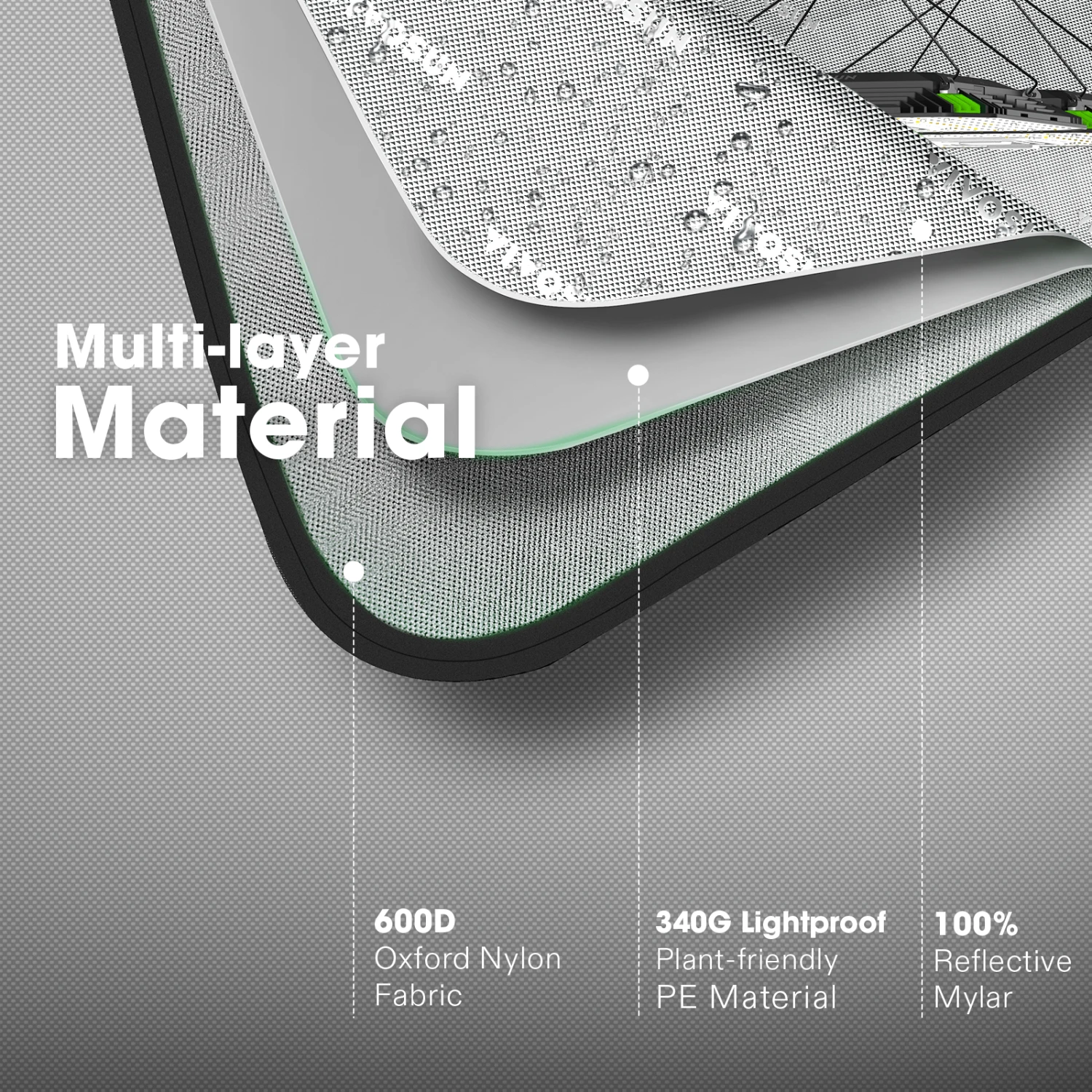 G336 Upgraded 3x3 Mylar Grow Tent With 19mm Poles, 36″ X 36″ X 72″ 5 G336 Upgraded 3x3 Mylar Grow Tent With 19mm Poles, 36″ X 36″ X 72″ - Image 3