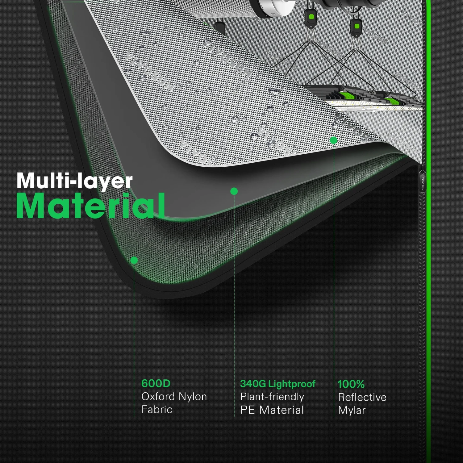 D548 2-in-1 Mylar Grow Tent 5x4 With Multi-Chamber, 60″ X 48″ X 80″ 4 D548 2-in-1 Mylar Grow Tent 5x4 With Multi-Chamber, 60″ X 48″ X 80″ - Image 2