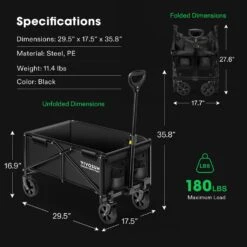 Collapsible Folding Wagon, 70L, Black 15 Collapsible Folding Wagon, 70L, Black -Grow Tech Shop 9da7c67f4947d25722598134cb041f6b