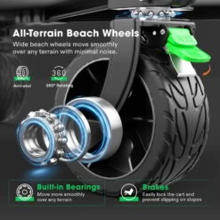 Folding Collapsible Wagon Utility Outdoor Camping Beach Cart With Universal Wide Wheels & Adjustable Handle, Blue -Grow Tech Shop a160a7443fb95fc482ce2f6448c769c9