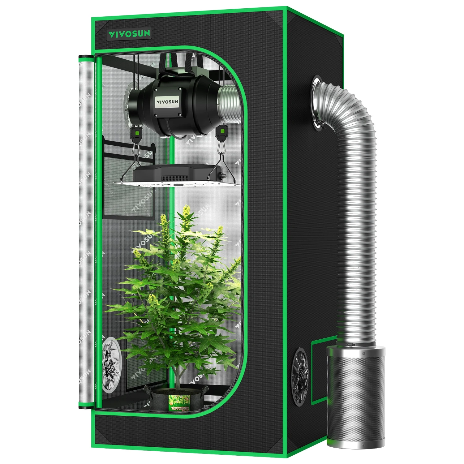 Standard Grow Tent Kit GIY-22 2x2, 1-Plant Complete System, With 100W VS1000 LED Grow Light, And 4-inch Ventilation Combo 10 Standard Grow Tent Kit GIY-22 2x2, 1-Plant Complete System, With 100W VS1000 LED Grow Light, And 4-inch Ventilation Combo - Image 8