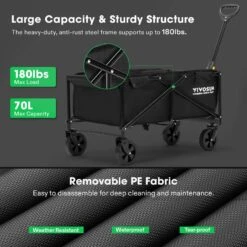 Collapsible Folding Wagon, 70L, Black 11 Collapsible Folding Wagon, 70L, Black -Grow Tech Shop b88a3474f33848f87421b191eeabb054