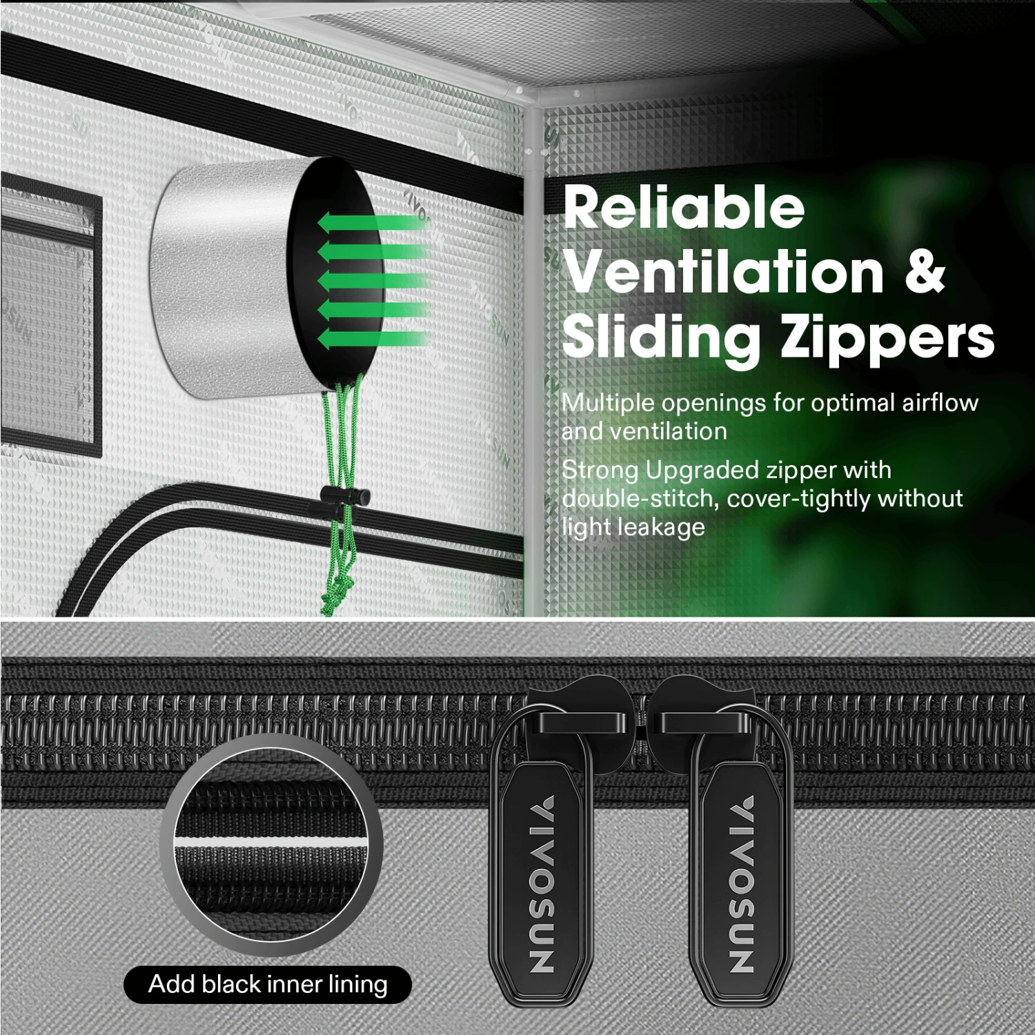 G448 Upgraded 4x4 Mylar Grow Tent With 22mm Poles, 48″ X 48″ X 80″ 8 G448 Upgraded 4x4 Mylar Grow Tent With 22mm Poles, 48″ X 48″ X 80″ - Image 6