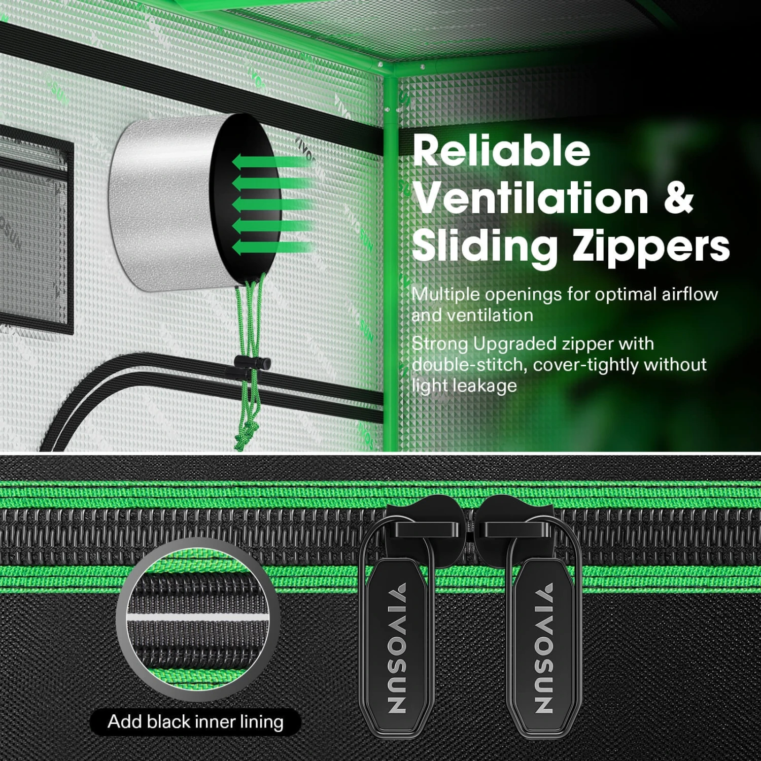 D548 2-in-1 Mylar Grow Tent 5x4 With Multi-Chamber, 60″ X 48″ X 80″ 7 D548 2-in-1 Mylar Grow Tent 5x4 With Multi-Chamber, 60″ X 48″ X 80″ - Image 5