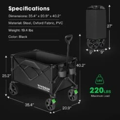 Heavy Duty Collapsible Folding Wagon, Blue -Grow Tech Shop d2d31aab3f8d6959a5901e1ed85cc83d