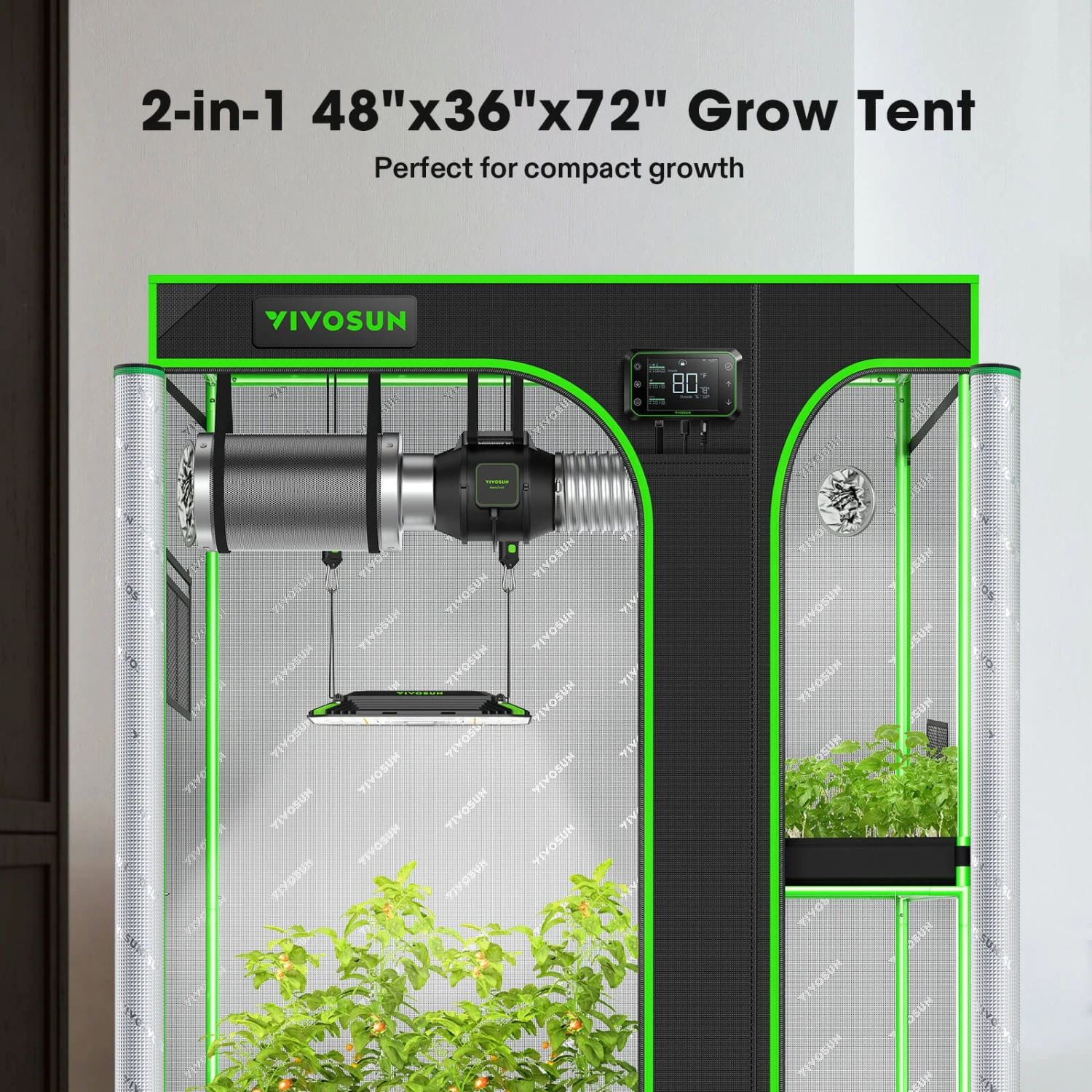 D548 2-in-1 Mylar Grow Tent 5x4 With Multi-Chamber, 60″ X 48″ X 80″ 10 D548 2-in-1 Mylar Grow Tent 5x4 With Multi-Chamber, 60″ X 48″ X 80″ - Image 8