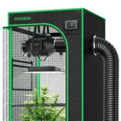 Smart Grow Tent Kit GIY-SE-27 2.7x2.7, 2-Plant Complete System, With WiFi E42A Controller, 150W AeroLight SE LED Grow Light, And 4-inch AeroZesh S4 Ventilation Combo