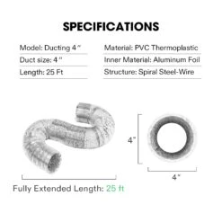 Air Aluminum Ducting 4″x 25ft 14 Air Aluminum Ducting 4″x 25ft -Grow Tech Shop e2f28912cd875eee82fce549843cb6f8 1