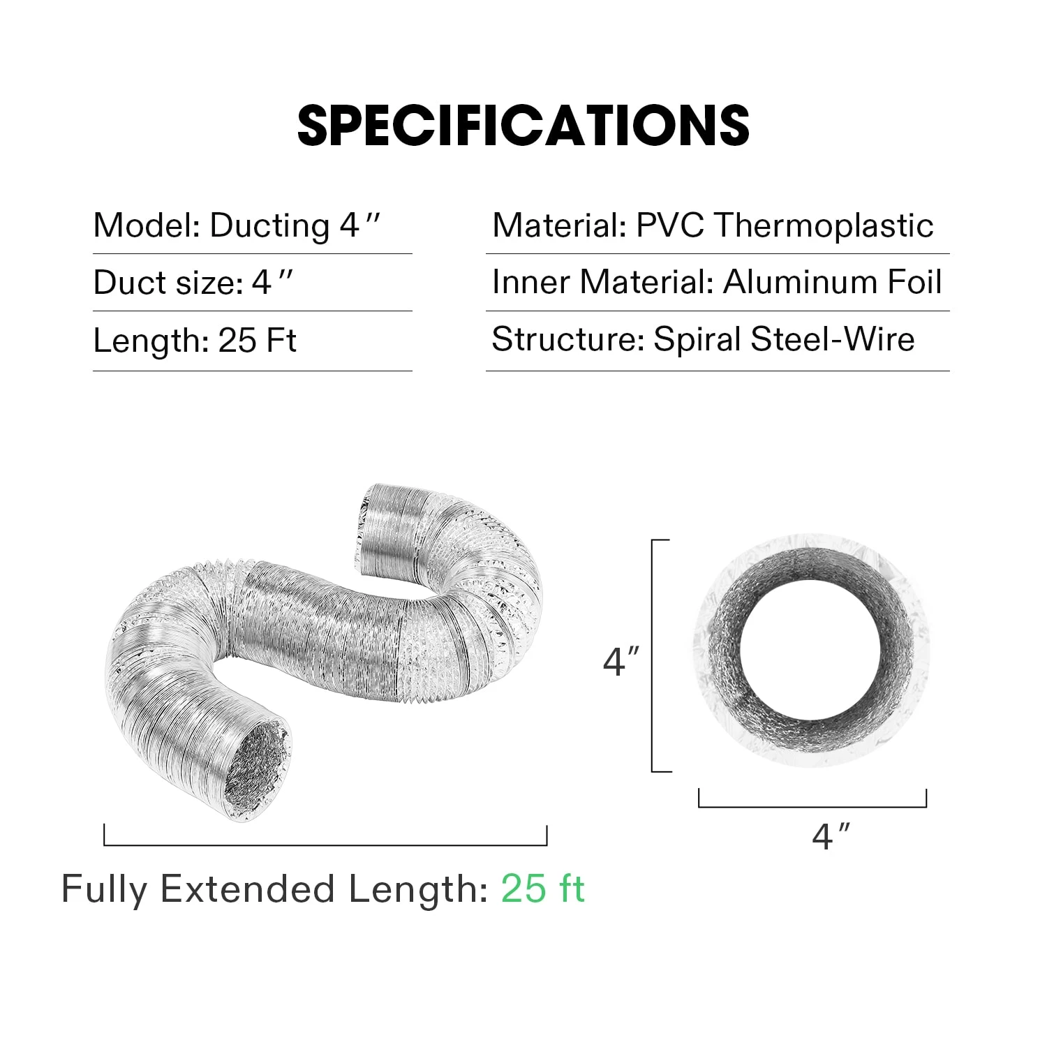 Air Aluminum Ducting 4″x 25ft 8 Air Aluminum Ducting 4″x 25ft - Image 6