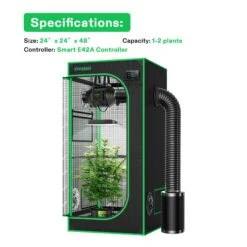 Smart Grow Tent Kit GIY-SE-22 2x2, 1-Plant Complete System, With WiFi E42A Controller, 100W AeroLight SE LED Grow Light, And 4-inch AeroZesh S4 Ventilation Combo -Grow Tech Shop e47d97c24eddc6ec846187e1990c7403