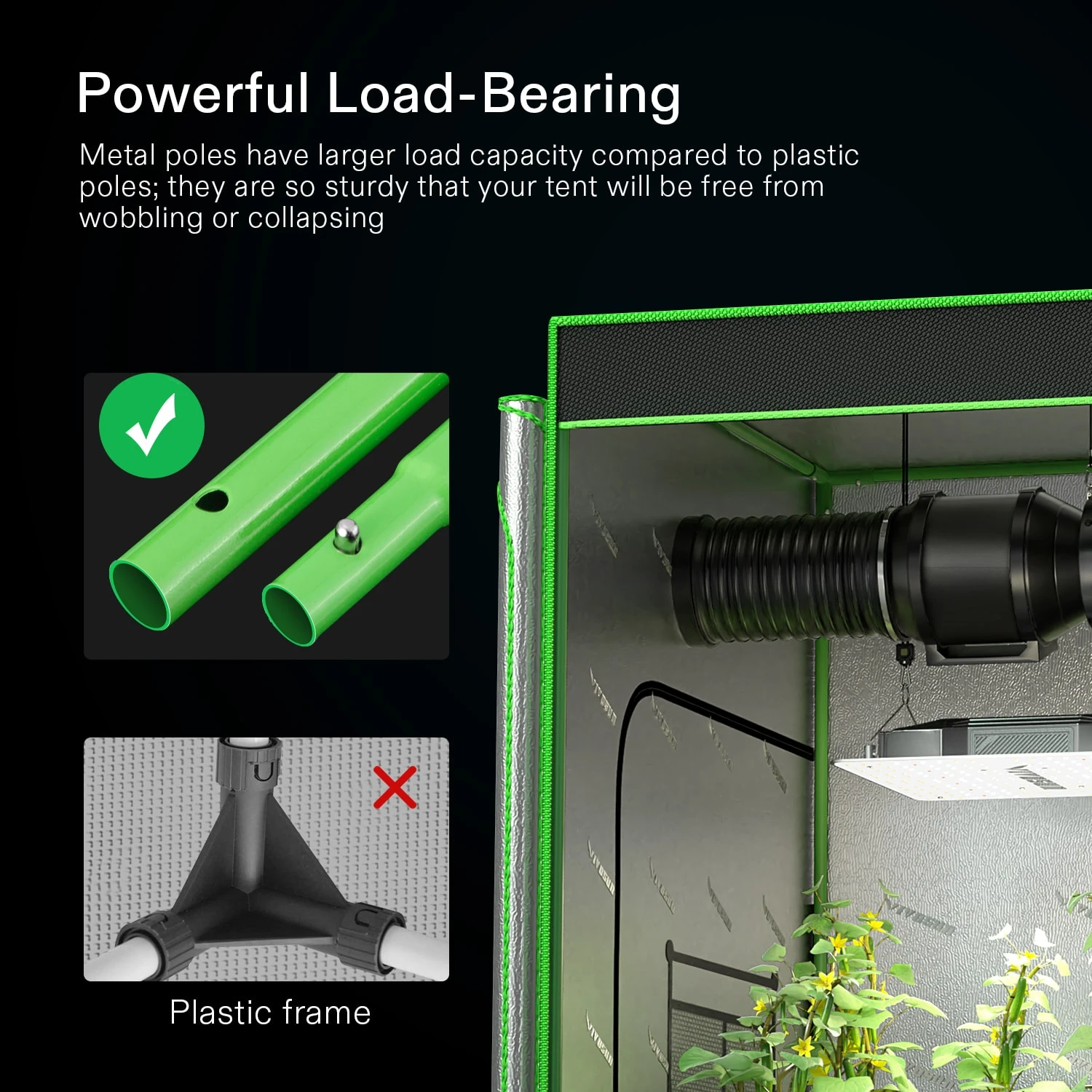 16mm Grow Tent Pole-C For 3*3 Tent 1-Piece, Only For VIVOSUN Grow Tents 6 16mm Grow Tent Pole-C For 3*3 Tent 1-Piece, Only For VIVOSUN Grow Tents - Image 4