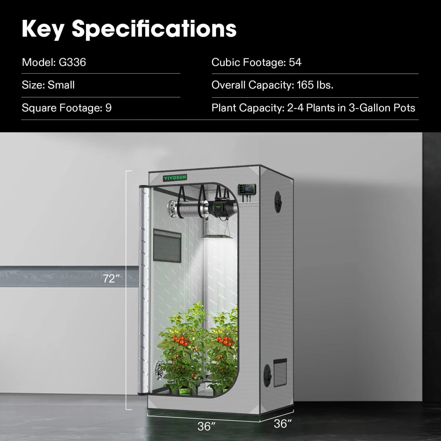 G448 Upgraded 4x4 Mylar Grow Tent With 22mm Poles, 48″ X 48″ X 80″ 11 G448 Upgraded 4x4 Mylar Grow Tent With 22mm Poles, 48″ X 48″ X 80″ - Image 9