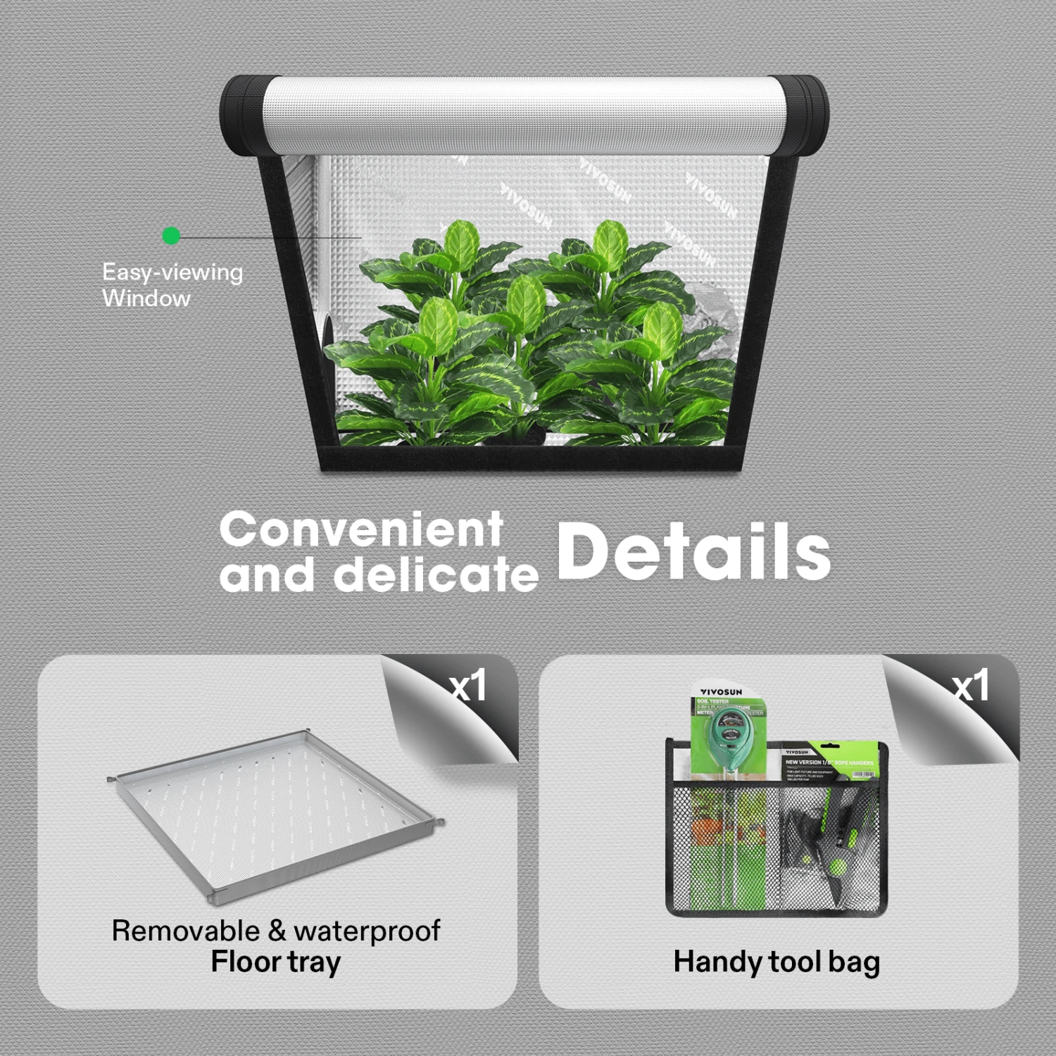 G336 Upgraded 3x3 Mylar Grow Tent With 19mm Poles, 36″ X 36″ X 72″ 10 G336 Upgraded 3x3 Mylar Grow Tent With 19mm Poles, 36″ X 36″ X 72″ - Image 8